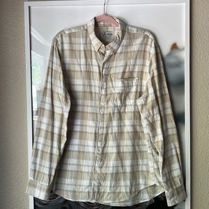 Lucky Brand Cream Plaid Button-Down - Size Large